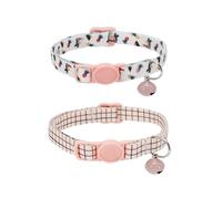 AIITLE 2 Pack Adjustable Cat Collars with Removable Bell - Pineapple Print for Kittens and Cats, Perfect for Parties, Weddings and Holidays (White)