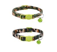 AIITLE 2-Pack Breakaway Cat Collars with Detachable Bell, Adjustable for Kittens & Adult Cats - Stylish Prints for Birthdays, Christmas & Outdoor Adventures (Green)