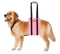 AIITLE Adjustable Anti-Slip Dog Lift Harness with Detachable Collar - Reflective Plush Dog Carrier Sling for Large Dogs, Rear Leg Support for Arthritis, Injury& Elderly Canines (Pink, L)