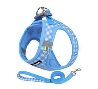 AIITLE Adjustable Step in Dog Harness and Leash Set, Blue XS | No Pull Pet Harness, Soft Mesh Reflective Plaid Vest Harnesses for Small Dogs Puppy and House Cats Outdoor Walking Running