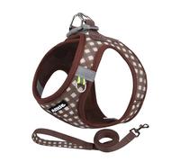 AIITLE Adjustable Step in Dog Harness and Leash Set, Chocolate XS | No Pull Pet Harness, Soft Mesh Reflective Plaid Vest Harnesses for Small Dogs Puppy and House Cats Outdoor Walking Running