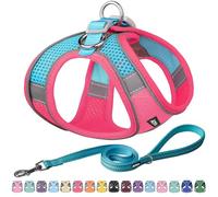 AIITLE Breathable No-Choke Harness for Medium Breeds - Reflective Leash Set with Hook-and-Loop Straps, Durable for Training, Jogging, Adventures Hot Pink L