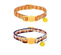 AIITLE Cat Collar, 2 Pack, Adjustable and with Safe Predetermined Breaking Point, Ultralight Design for Indoor and Outdoor Cats (Orange)