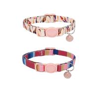 AIITLE Cat Collar 2 Pack with Bell, Breakaway Safety Buckle & Adjustable Fit (7-11.8") - Ideal for Festive Occasions, Camping & Daily Wear (Pink)