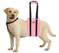AIITLE Dog Carrier Sling for Large Dogs - Adjustable Anti-Slip Lift Harness with Detachable Reflective Collar & Thick Plush Padding, Mobility Aid for Hind Leg Support, Senior and Rehab (Pink, XL)