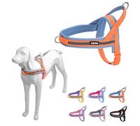AIITLE Escape Proof Tactical Dog Harness, No Pull Dog Vest with Soft Padded Handle, Adjustable Reflective Quick Fit Pet Harnesses, Easy for Training Walking Runnintg for Large Dogs Orange-Blue L