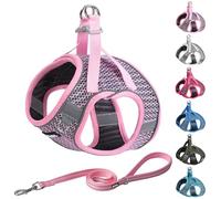 AIITLE Extra Small Dog Harness - Step in Vest Harness with A Leash, Reflective Bands, Soft Breathable Pet Supplies, Outdoor Pet Vest for Extra Small Dogs and House Cats Pink XXXS