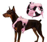 AIITLE Heavy Duty Tactical Dog Harness for Large Dogs, No Pull Tactical Service Vest with Handle & PALS Webbing, Adjustable Reflective No-Choke Design, for Training Walking, Pink, XL