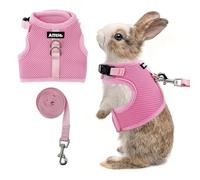 AIITLE Lightweight Escape Bunny Harness and Leash Set - Air Mesh Vest with Double D-Rings, Adjustable & Magic Tape Design, for Ferret/Cat/Puppy Training and Hiking Adventures, Pink L