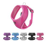 AIITLE Reflective Dog Harness, Soft No-Pull Design, Breathable 3-Layer Mesh for Medium Dogs, Adjustable Fit for Hiking, Training - Fits Pugs, Bichon Frise (XL, Hot Pink)