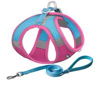 AIITLE Soft Adjustable Dog Harness Vest for Medium Dogs - No-Pull Design with Padded Handle, Reflective Safety for Night Walks, Camping, Running Hot Pink M