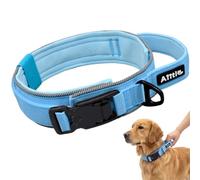 AIITLE Tactical Dog Collar with Magnetic Buckle for Large Dogs, Blue L | 360° Reflective Strip, Adjustable Design, Padded Control Handle, Hook-and-loop Design, Durable and Comfortable, for Training