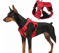 AIITLE Tactical Heavy Duty Harness for Large Dogs - Tactical Harness with Handle and PAL Straps, Reflective Vest for Dog Service Training Walking Red XL
