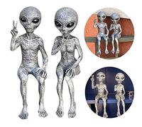 AIITLLYNA Alien Statue,2pcs Outer Space Alien Garden Statue,Resin Alien Ornaments,Alien Sculpture Figure,Whimsical Garden Decoration,Funny Statue for Indoor & Outdoor