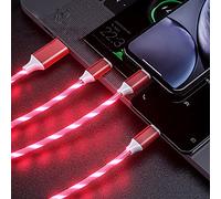 Aiivioll 3-in-1 LED Charging Cable for Phone Android Micro USB Type-C, 1.2m | Red, Flowing LED Design, Fast Charging for Smartphone and Tablet