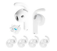 Aiivioll [4 Pairs and Storage Bag] Replacement Ear Hooks for Airpods 4 Earbuds, Silicone Case, Non-Slip and Smudgeproof, Apple In-Ear Sports Ear Hook (White)