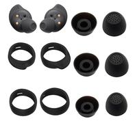 Aiivioll Galaxy Buds FE Ear Tips, Hooks & Wings (5 Pairs) - Silicone Replacement for Enhanced Comfort & Stability, Anti-Slip Design, Easy Installation - Compatible with Samsung Buds FE（Black）