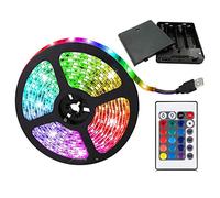 aijiaer Battery Powered Led Strip Lights, 5050 2M/6.6FT, Waterproof Flexible Color Changing RGB LED Light Strip, 60 LEDs 5V Battery-powered with RF Controller