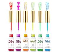 AIJIMEI 6Pcs Nail Liner Gel Polish Set Quick Drying Color Developing Adhesive, Long-Lasting And Bright Color Painting Adhesive Suitable For Natural Nails, Fake Nail Tips Suitable For Home DIY(SET G)