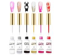 AIJIMEI Gel Liner Nail Art Set 6Pcs Gel Liner Nail Polish Drying Quickly Without Smudging And Produces Smooth Glue For Beginner Friendly Nail Art Paint Brush(SET F)