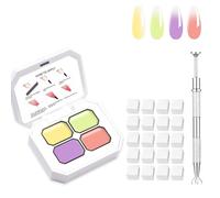 AIJIMEI Gradient Painting Gel High Color Rendering And Quick Drying 4 Colors Ombre Nail Polish With 100PCS Nail Sponges & Grabbing Pen Easily Creates Various Gel Paint For DIY Nail Art Styles (B7)
