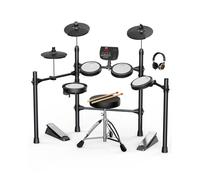 AiJoy Electric Drum Set for Beginners & Adults, Quiet Mesh Pads Digital Drum Kit, Dual-Zone Snare, 5 Drums 3 Cymbals, 195+ Sounds, USB MIDI, Includes Throne, Headphones & Sticks for Apartment Practice