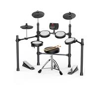 AiJoy Electronic Drum Set for Adults & Beginners, Quiet Mesh Pads with 5 Drums & 3 Cymbals, Dual-Zone Snare, USB MIDI, Sound Module, Drum Throne, Headphones, Sticks, 25 Kits & 195 Sounds