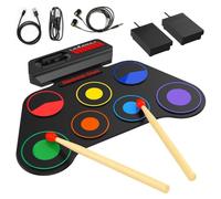 AiJoy Portable Electronic Drum Set for Kids - 7 Pads, Built-in Speaker, Rechargeable Roll-Up Drum Kit with Headphone Mode & Demo Songs - Ideal Xmas Gift for Beginners & Children