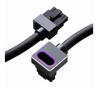 AIJS 16PIN GPU Power Cable,12VHPWR GPU Modular Cable,ARGB PSU Cable with 5V 3Pin,18AWG 90° Right-Angle Design,Male to Male for All RTX 40&50 Series(5090 not Allowed) PC Power Cord(Black, Clip A-40CM)