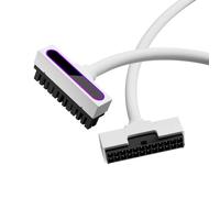 AIJS 24PIN PC Extension Cable,ARGB PSU Extension Cable with 5V 3Pin,18AWG 90° Right-Angle Design for Cleaner PC Builds,Male-to-Female for Various Motherboard and Power Supply.30CM (White, 24PIN)