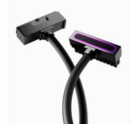 AIJS 24PIN PSU Extension Cable,ARGB PC Cable with 5V 3Pin,18AWG 90 Degree Right-Angle Design for Power Cable Extension,Male-to-Female Connectors for PC Power Cord(30CM-Black)