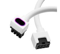AIJS 8PIN GPU Extension Cable,ARGB PC Cable with 5V 3Pin,18AWG 90°Design for Cleaner PC Builds,Male-to-Female for Various GPU.30CM(White-GPU-Clip A)