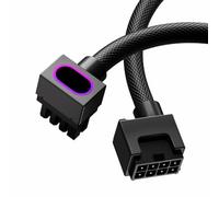 AIJS 8PIN GPU Extension Cable,ARGB PC Cable with 5V 3Pin,18AWG 90°Design for Cleaner PC Builds,Male-to-Female for Various GPU.30CM(Black-GPU-Clip A)