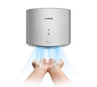 AIKE Air Wiper Compact Hand Dryer, High-Speed Drying, 1400W 220V, Plug & Use, Paperless Touchless for Public Bathroom, Silver AK2630S