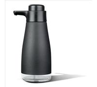 AIKE Soap Dispenser Manual Pump, 450ml Stainless Steel for Kitchen Dish | Easy Push Pump, Matte Black Stainless Steel Finish, Easy Refill, Transparent Window, Compact Design for Liquid Soap