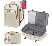 Aikelai 40L Expandable Travel Backpack for Men Women,Carry on Backpack with USB Charging Port,Waterproof Business Laptop Backpack (green)