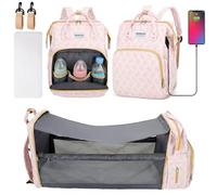 Aikelai Expandable Baby Diaper Bag Backpack with Changing Pad,Waterproof Baby Bag for Mom,Travel Diaper Bag with Insulated Pockets (Grey)