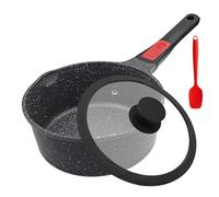 AIKENBBKK 2.3 Quart Nonstick Saucepan with Lid, Small Sauce Pan for Cooking Milk Pot with Detachable Handle, Compatible for All Stoves, Oven Safe (Black)