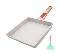 AIKENBBKK Japanese Omelette Pan, Large Tamagoyaki Pan with Detachable Handle, Nonstick, Oven & Dishwasher Safe, 9” x 8” (White)