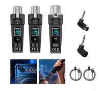 AIKEOU UHF Wireless Microphone System with XLR Transmitter and Receiver for Dynamic Microphones or Electric Guitar, 510-590MHz Wide Frequency, 110dB Dynamic Range, Low Distortion(One and Two)