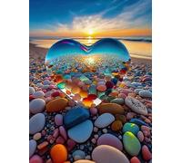 AIKEWO Acrylic Paint by Number Kit for Adults - Love Stone Landscape 12X16 Inch HD Color Canvas with 3 Brushes