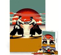 Aikido Fight Sunset Art Teenagers 1000 Pieces Puzzle Serene Game Thick Material Pattern Assemble Night Activity (50x75cm)