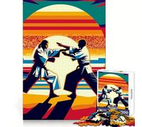 Aikido Fight Wpap Sunset Teenagers 1000 Piece Jigsaw Puzzle Brain Teaser Bright Print Family Pastime Xmas Present (38x26cm)