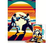 Aikido Fight Wpap Sunset Teenagers 1000 Piece Jigsaw Puzzle Brain Teaser Bright Print Family Pastime Xmas Present (38x26cm)