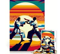 Aikido Fight Wpap Sunset Teenagers 1000 Pieces Puzzle Serene Game Thick Material Pattern Assemble Night Activity (50x75cm)