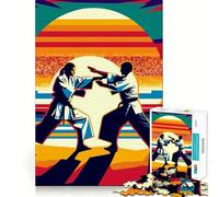 Aikido Fight Wpap Sunset Teenagers 1000 Pieces Puzzle Serene Game Thick Material Pattern Assemble Night Activity (50x75cm)