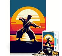 Aikido Sunset Wpap Jigsaw Puzzles 1000 Pieces for Teenagers Restful Game Firm Edge Family Bond Home Art (50x75cm)