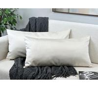 Aiking Home 12x24 Inches Faux Silk Rectangular Throw Pillow Cover, Zipper Closure, Ivory (Set of 2)