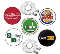 Aikiprety Funny Golf Ball Marker, Premium Golf Accessories & Funny Golf Gifts for Men Women Golfers (5 Markers & 2 Hat Clips)