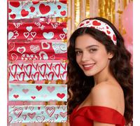 Aikitub Valentines Day Headband for Women - 6pack Red Pink Heart Headband